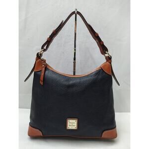 Dooney & Bourke Black Pebbled Leather Zipper Closure Hobo Shoulder Bag